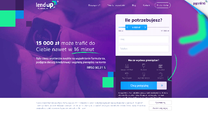 LendUp - Pożyczki do 15 000 zł.