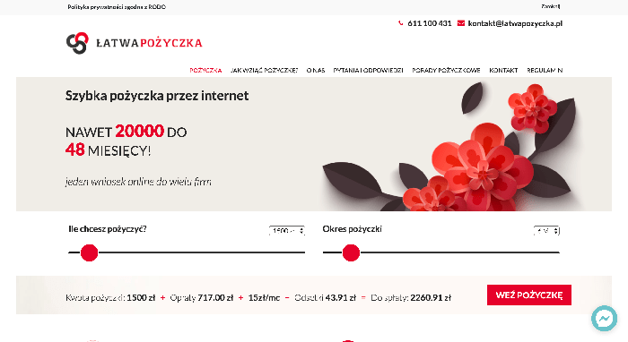 Łatwapozyczka - Pożyczka do 20 000 zł