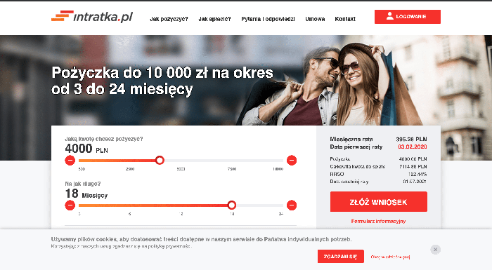 Intratka - kredyt gotówkowy do 10 000 zł