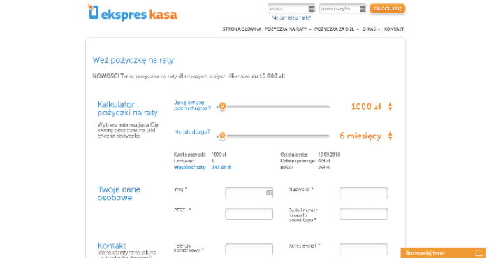 Ekspres Kasa - Pożyczka na raty do 10 000 zł.