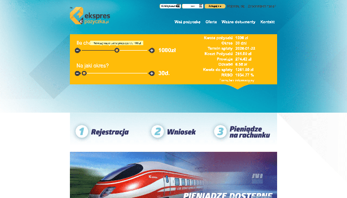 Ekspres pożyczka - pożyczki do 2 500 zł.