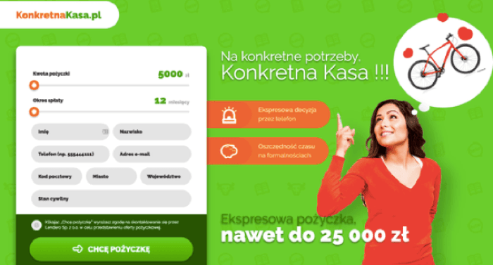 KonkretnaKasa - Pożyczka ratalna do 25 000 zł