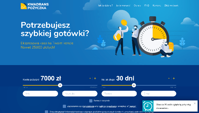 Kwadrans pożyczka do 25 000 zł.