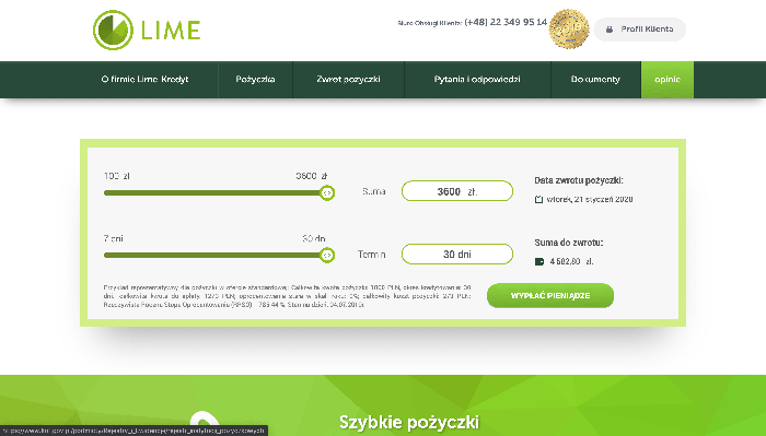 Lime Kredyt - pożyczki do 3 600 zł.