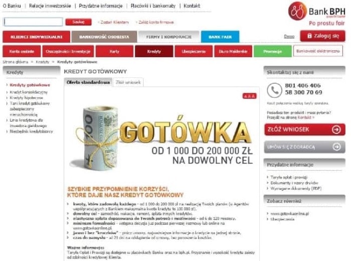 BPH kredyt gotówkowy do 200 000 zł