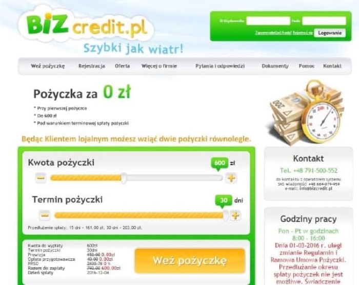 BizCredit - pożyczki do 1 000 zł.