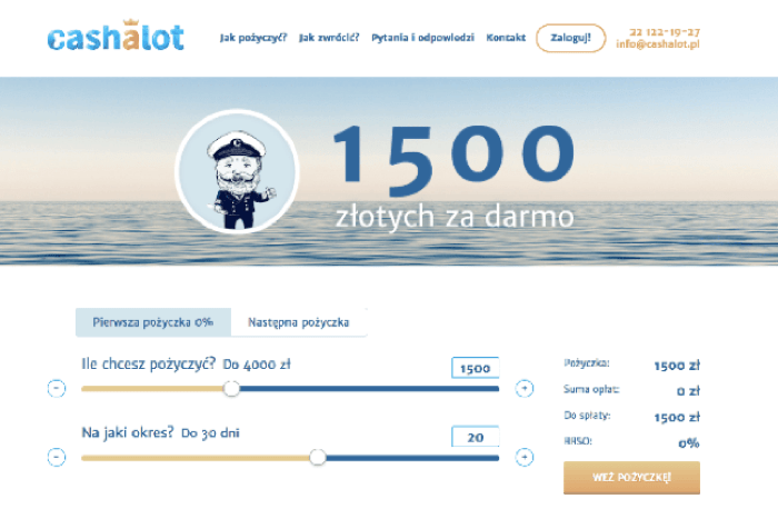 Cashalot – strona wniosku