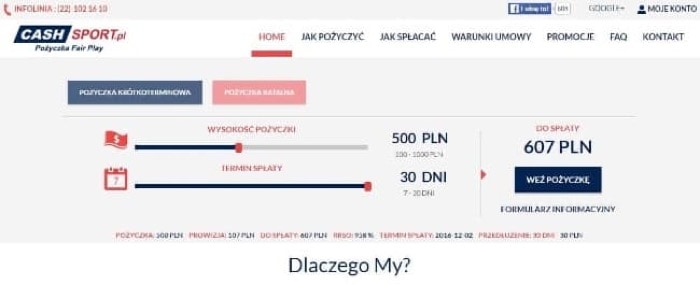 CashSport - pożyczki do 1 000 zł.