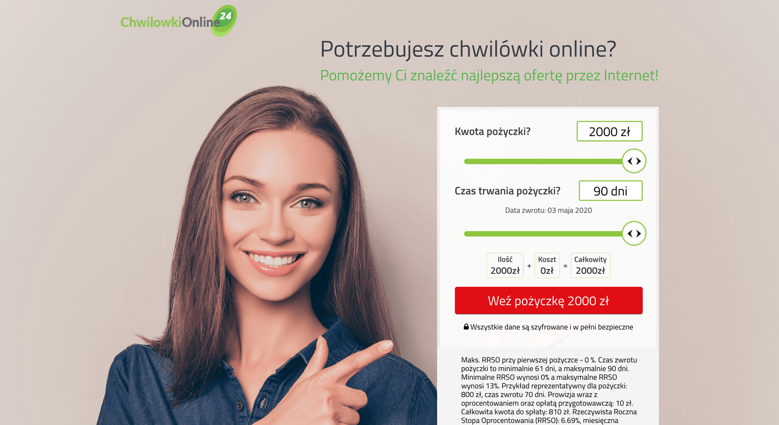Chwilowkionline24 – strona wniosku