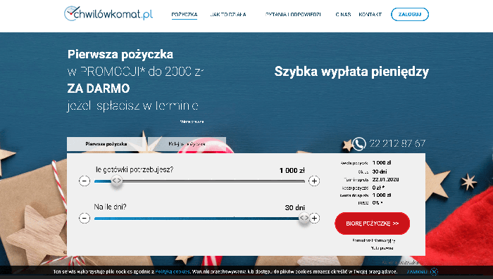 Zrzut ekranu Chwilowkomat