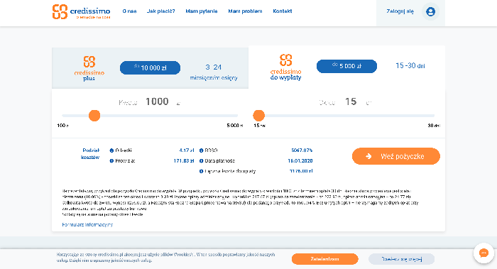 Credissimo – strona wniosku