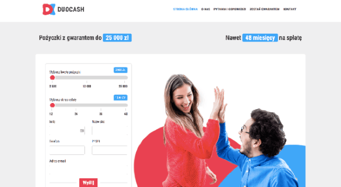 DuoCash – strona wniosku