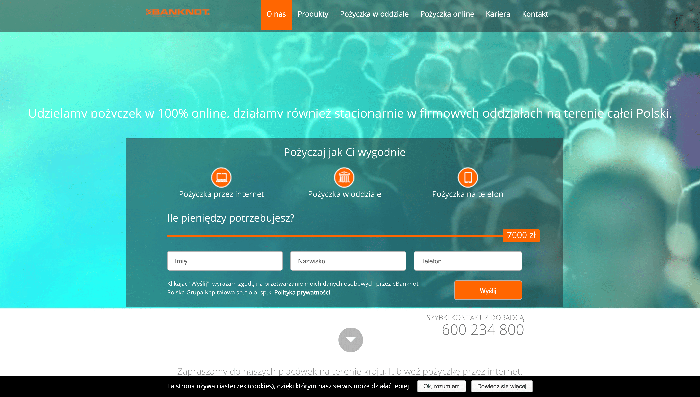 eBanknot – strona wniosku