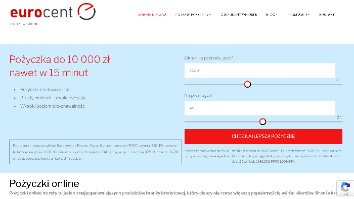 Eurocent – strona wniosku