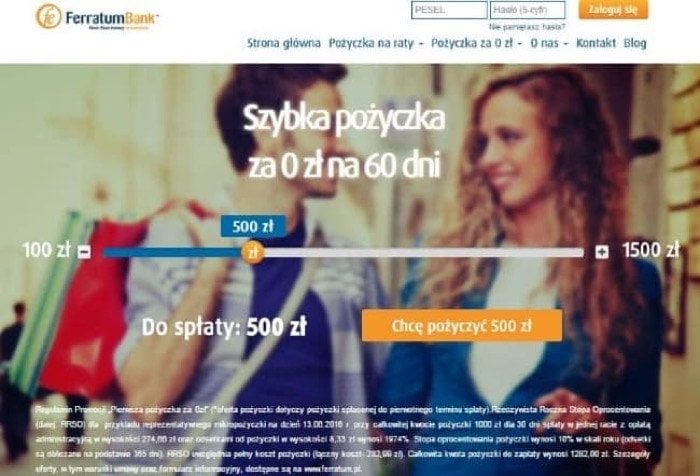 Ferratum Bank – strona wniosku