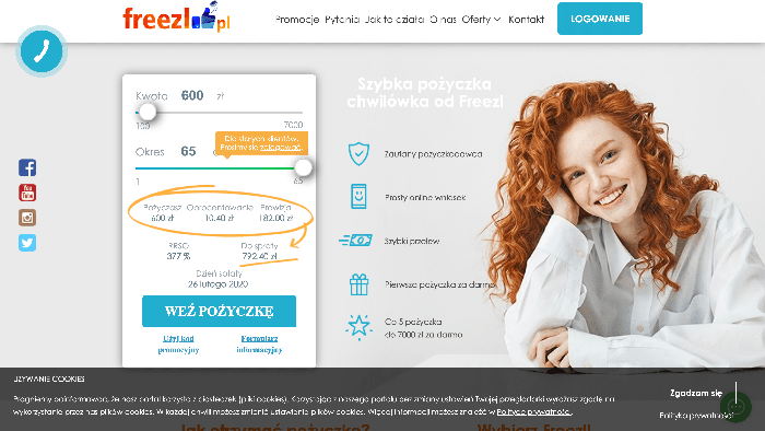Freezl – strona wniosku