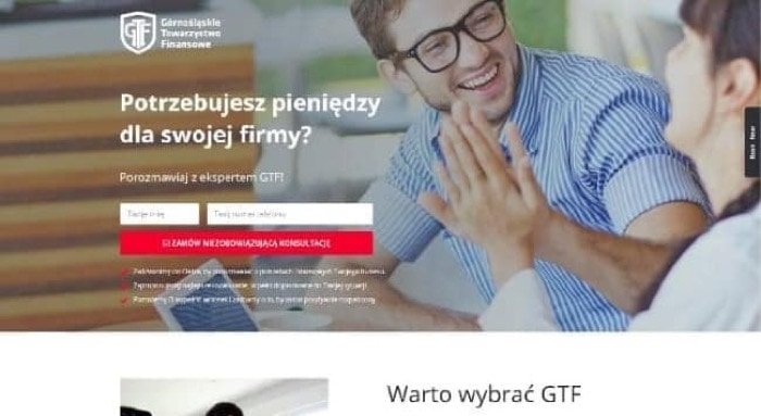 Zrzut ekranu Górnośląskie Towarzystwo Finansowe