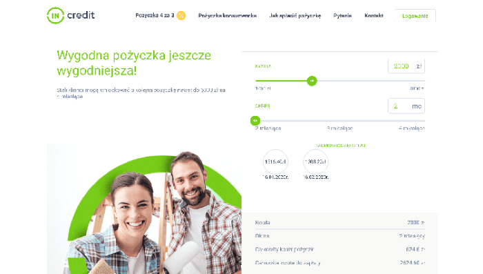 InCredit – strona wniosku