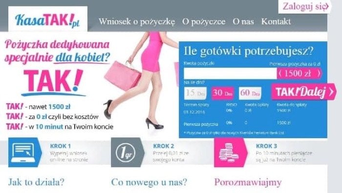 KasaTAK! – strona wniosku