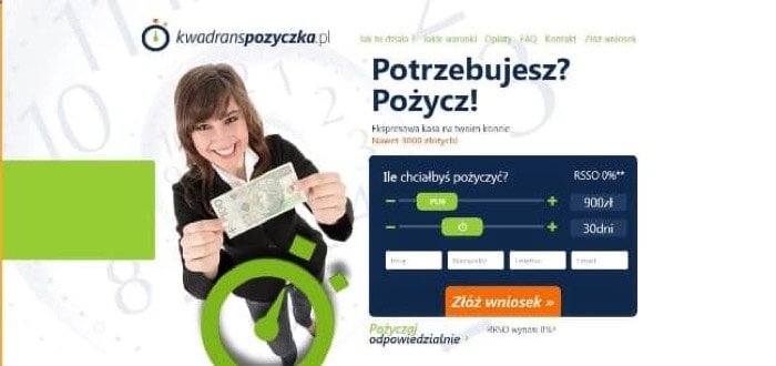 Kwadrans pożyczka – strona wniosku