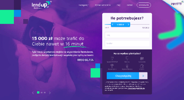 LendUp – strona wniosku