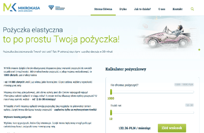 Mikrokasa – strona wniosku