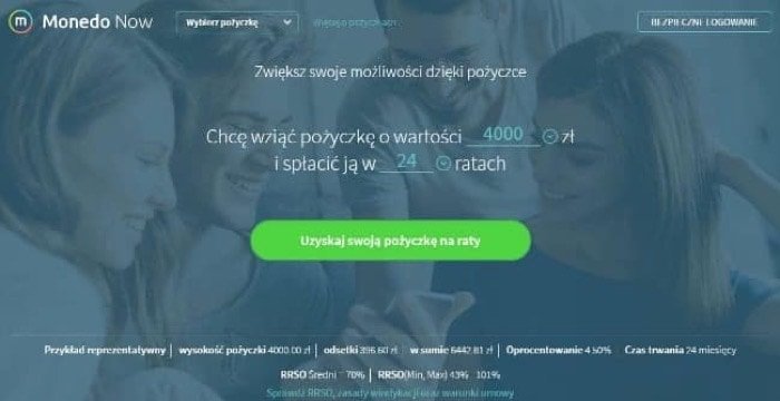 Monedo Now – strona wniosku