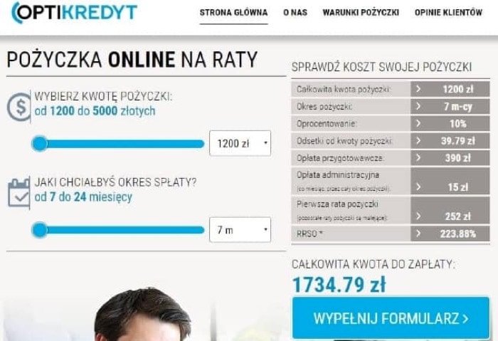 Zrzut ekranu Optikredyt