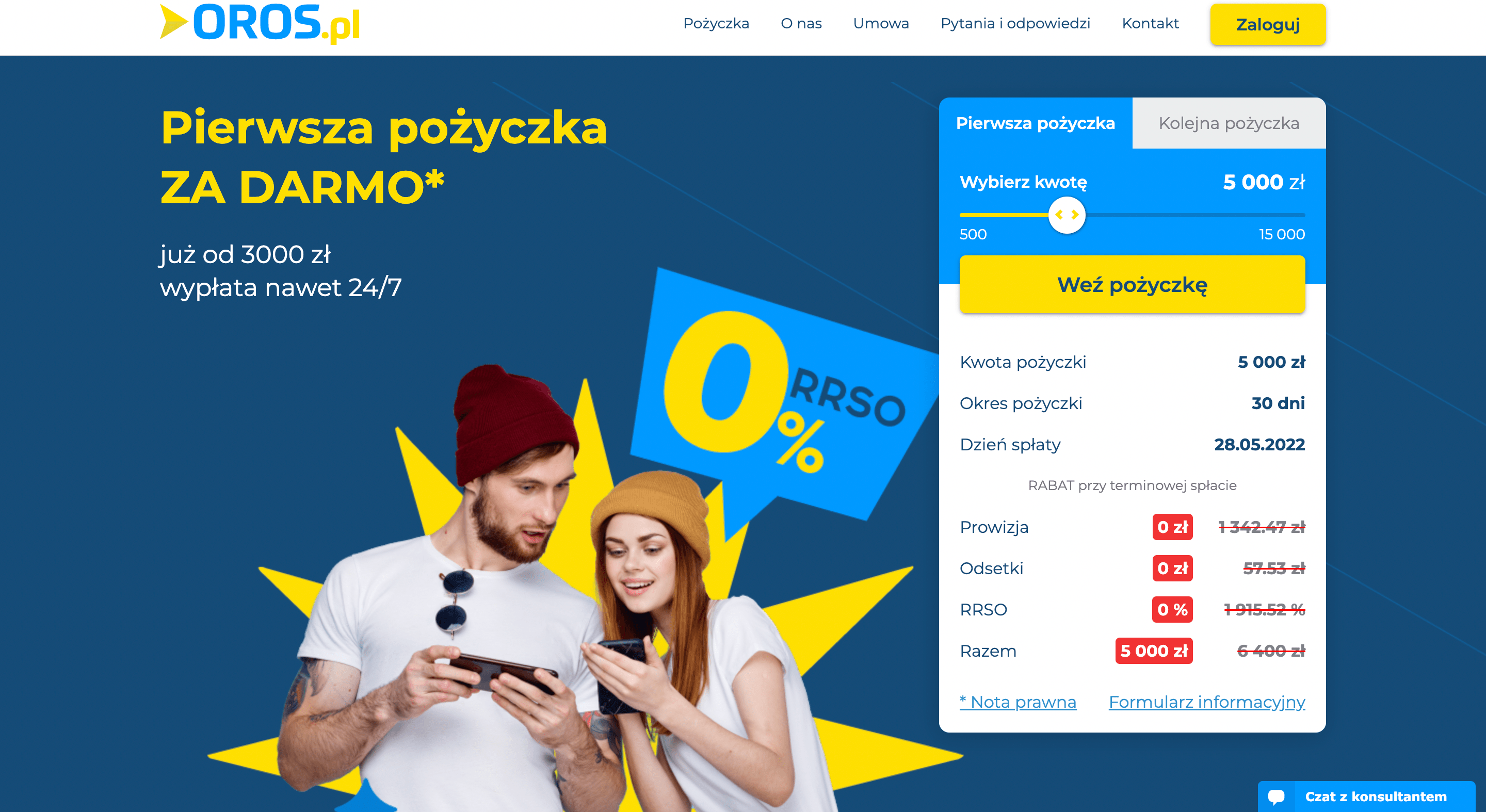 Oros – Pożyczka do 15 000 PLN