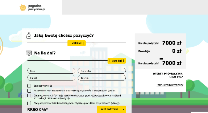 PogodnaPozyczka – strona wniosku