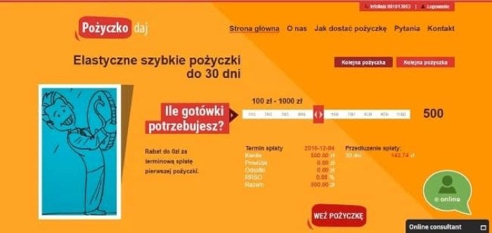 Zrzut ekranu Pożyczkodaj
