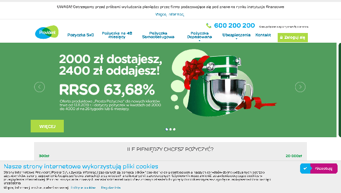 Provident – strona wniosku