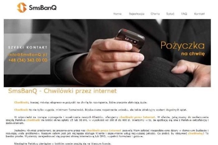 SmsBanQ – strona wniosku