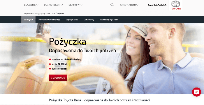 Toyota Bank - kredyt gotówkowy do 80 000