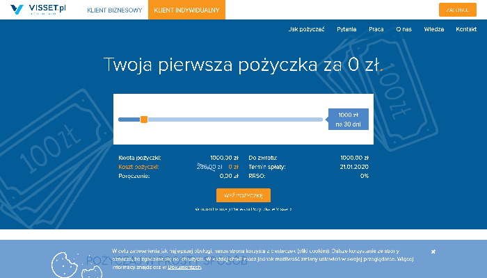 Visset – strona wniosku