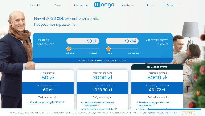 Wonga – strona wniosku