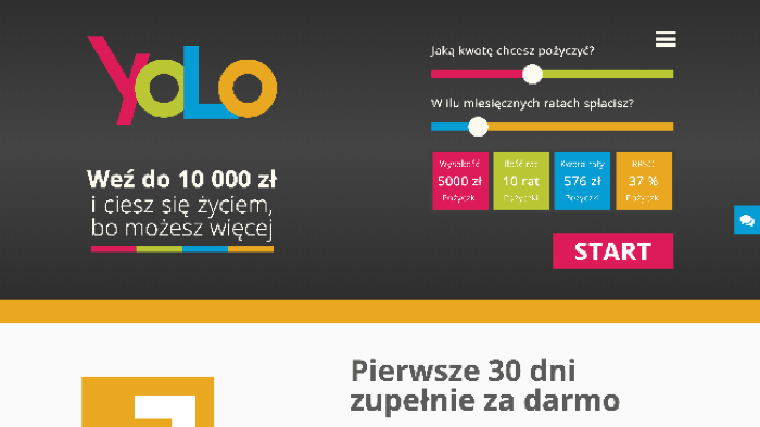 Yolo - kredyt gotówkowy do 10 000 zł