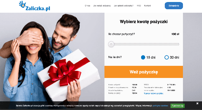 Zrzut ekranu Zaliczka
